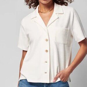 Faherty white button down terry shirt